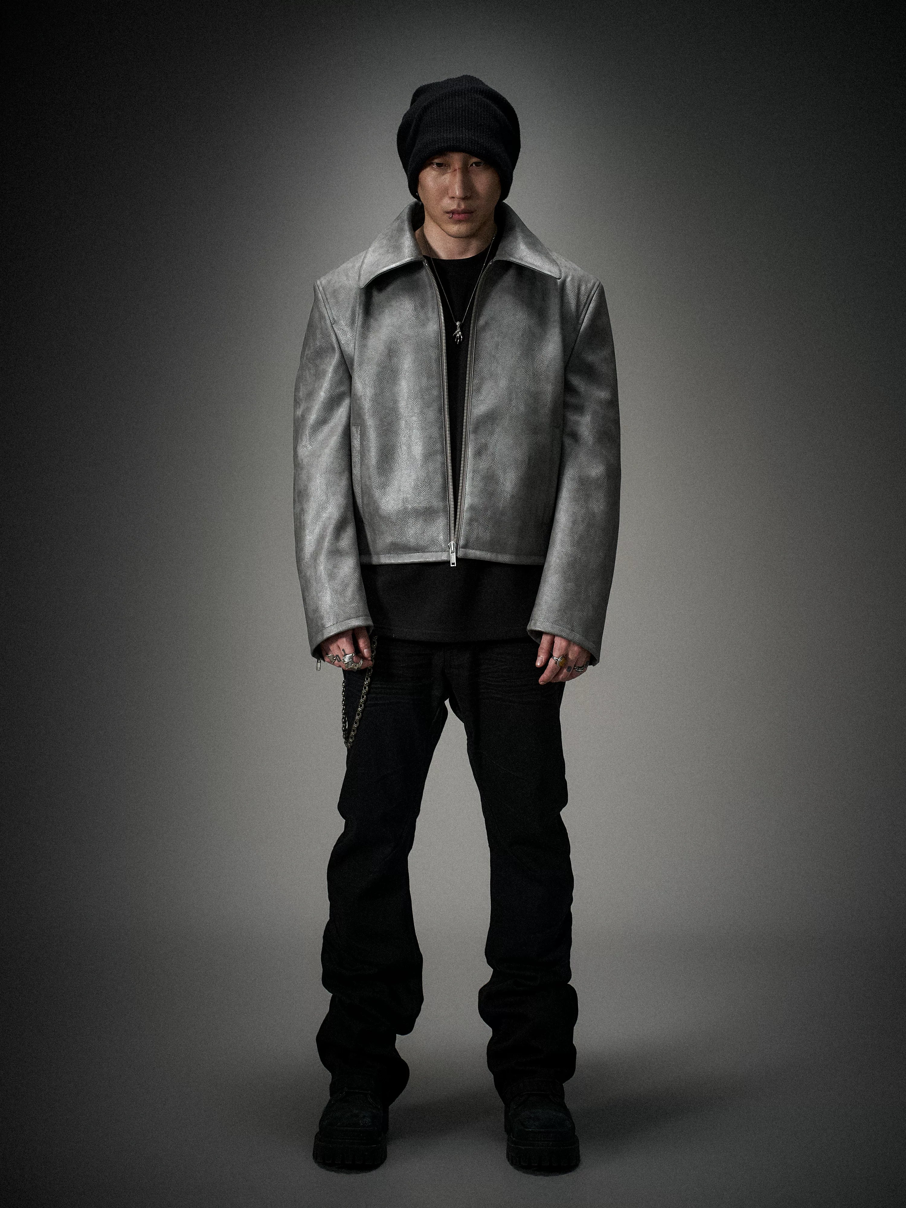 Vintage Stand Collar Biker Jacket