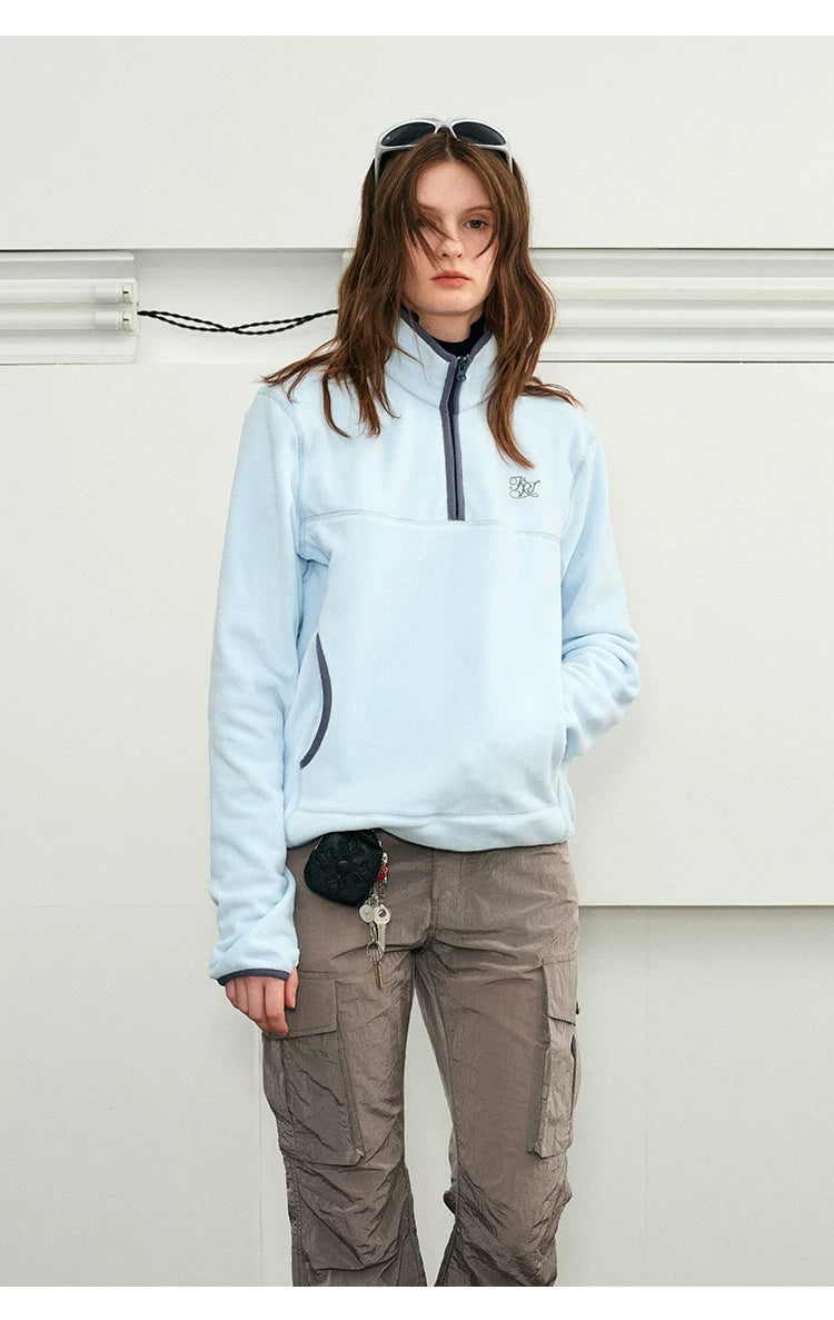 Warm Fleece Stand Collar Pullover Jacket