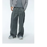 Unisex Grey Frayed Straight Leg Pants
