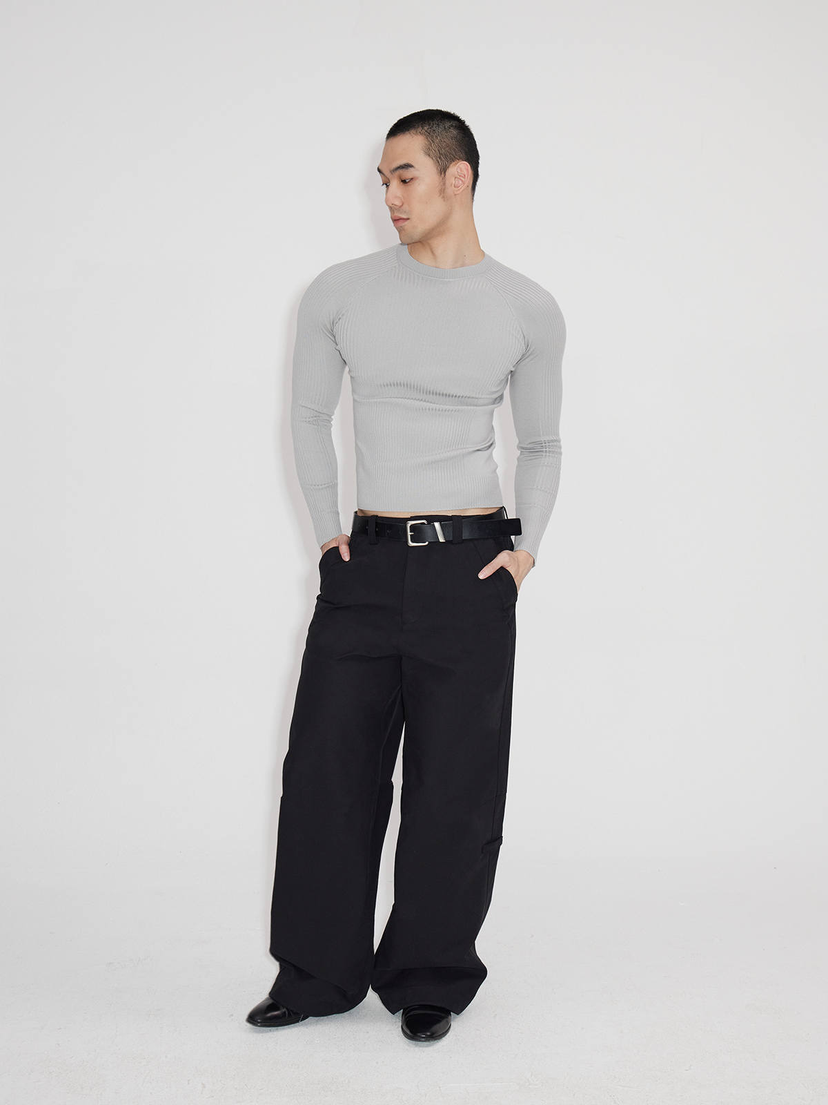 Black Gray Lightweight Washed Parachute Pants