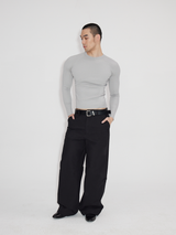 Black Gray Lightweight Washed Parachute Pants