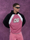 Black Red Printed Raglan Hoodie