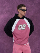 Black Red Printed Raglan Hoodie
