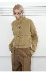 Men's High Neck Wool Cardigan