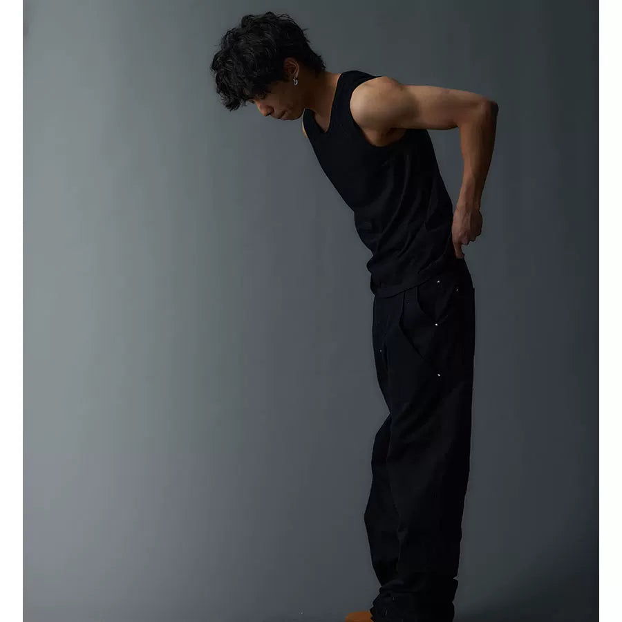 Black Double Layer Slim Tank Top