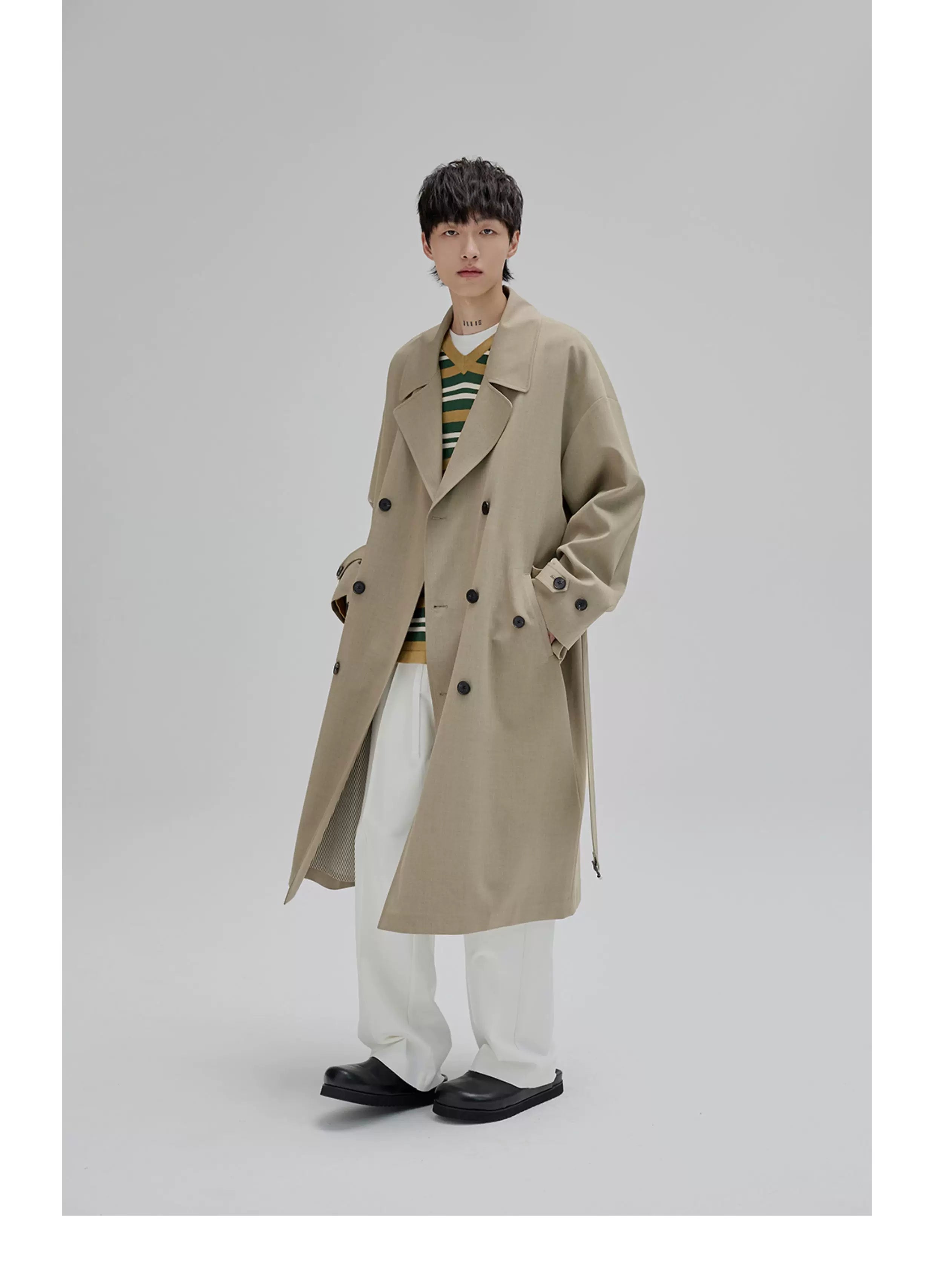 Double Breasted Long Trench Coat