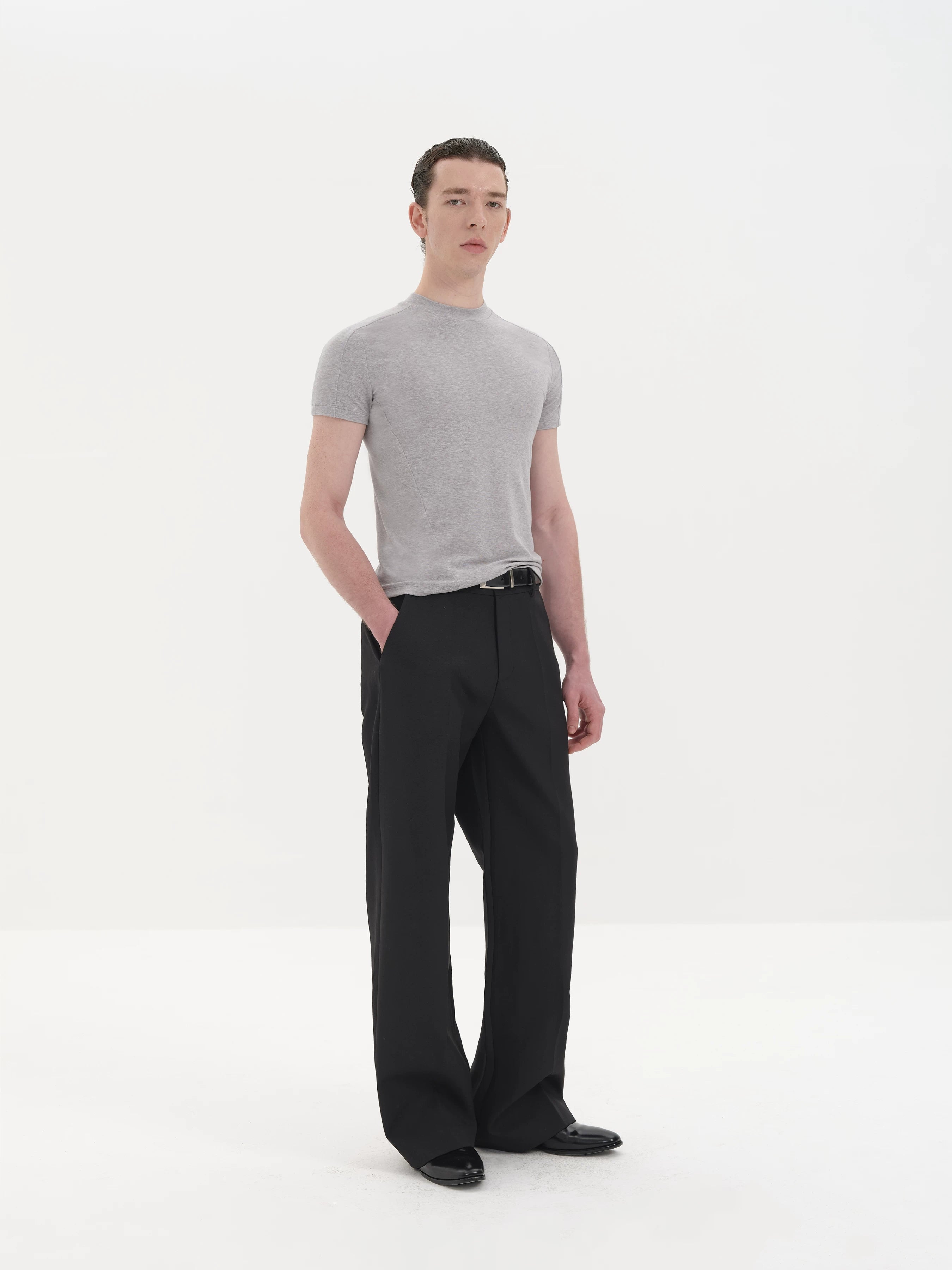 Slim Fit Paneled Merino Lyocell Tee