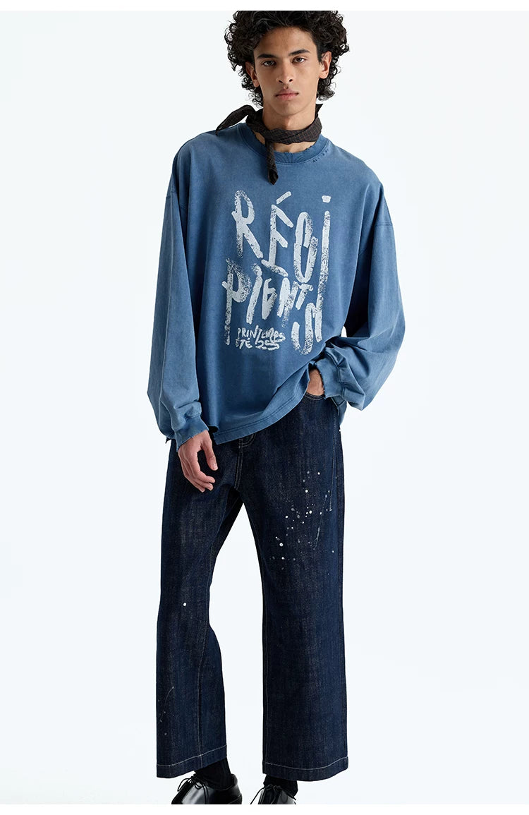 230g Cotton Distressed Letter Print Tee