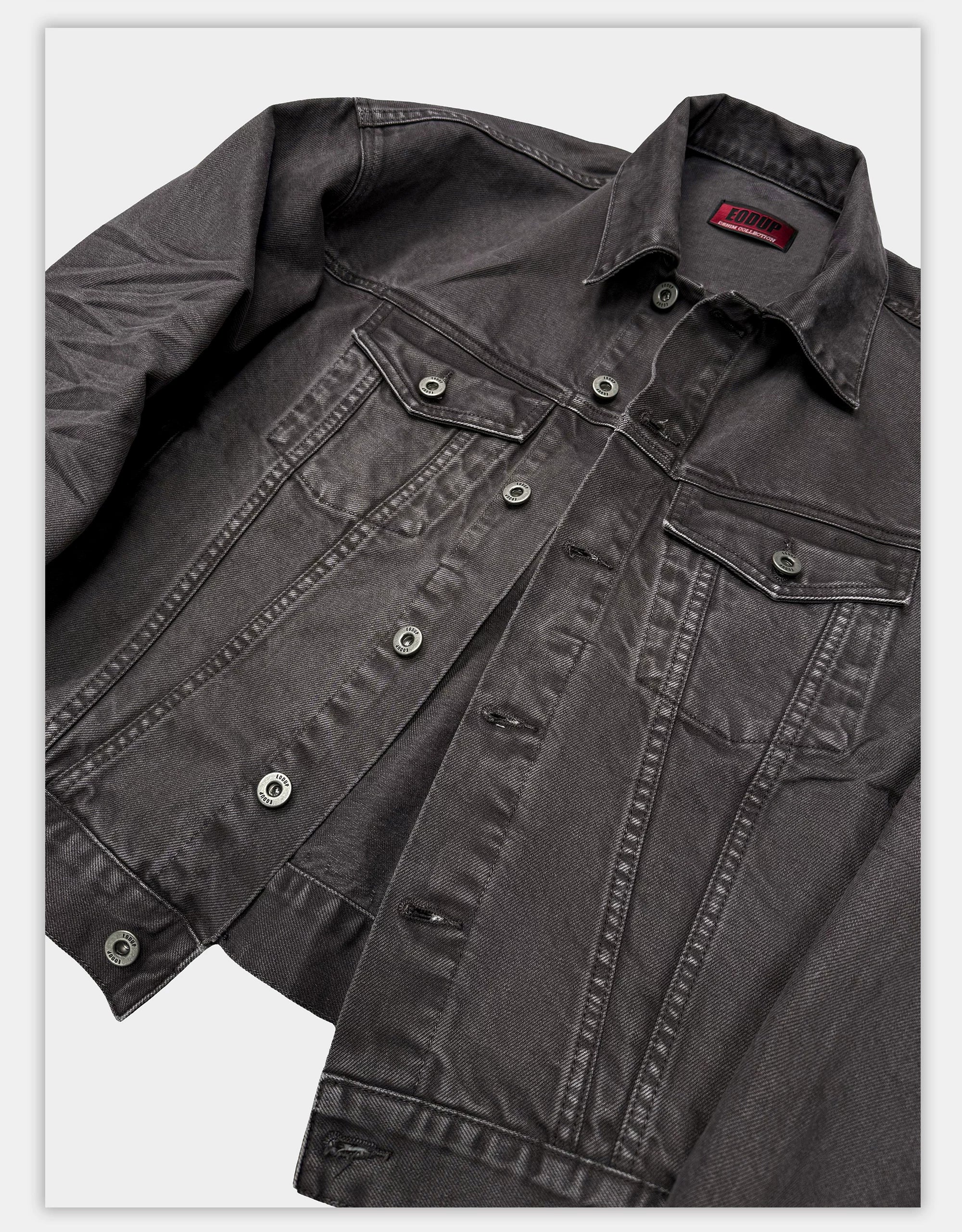 Washed Grey Boxy Denim Jacket