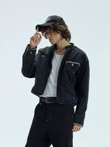 Chained Short Mock Neck Puffer Coat