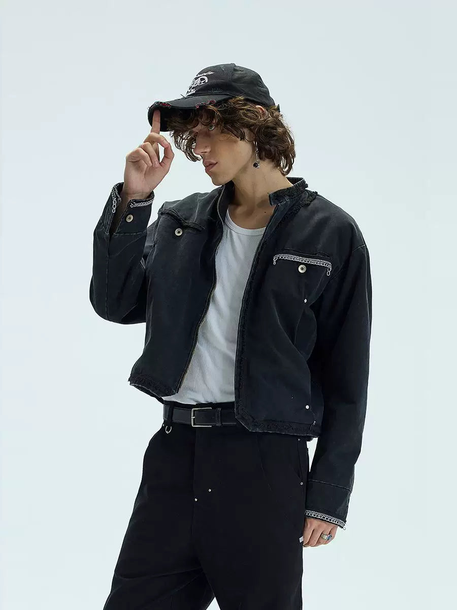 Chained Short Mock Neck Puffer Coat