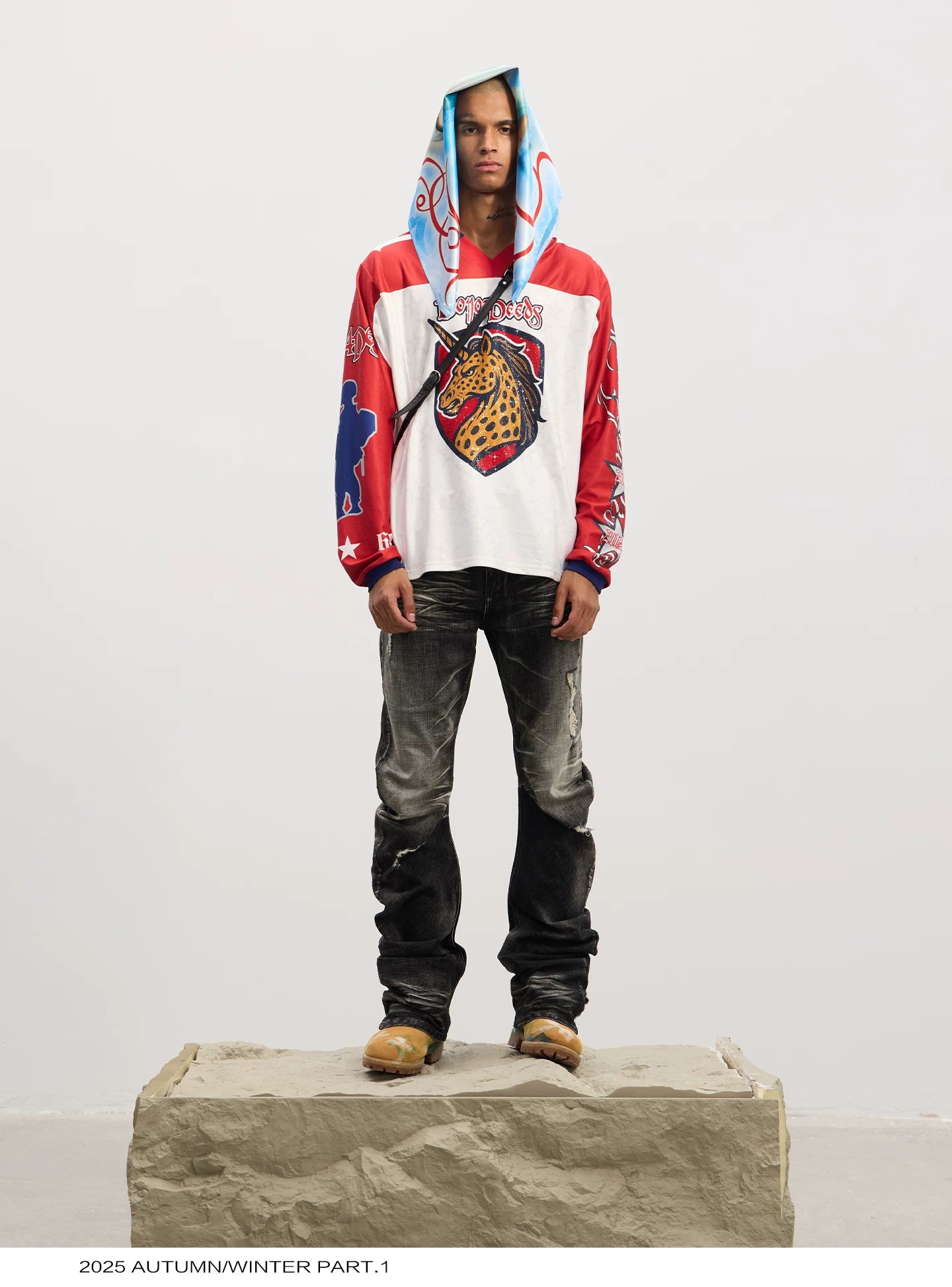 Leopard Print Rhinestone Colorblock Hip-hop Jersey