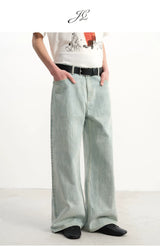 Light Blue Slub Straight Denim Jeans