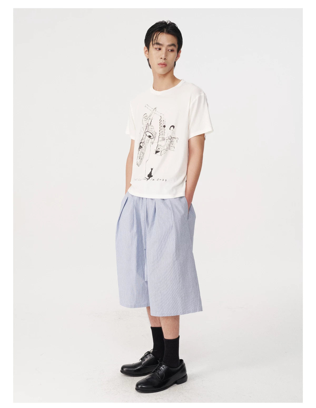 Pleated Plaid Capri Pants