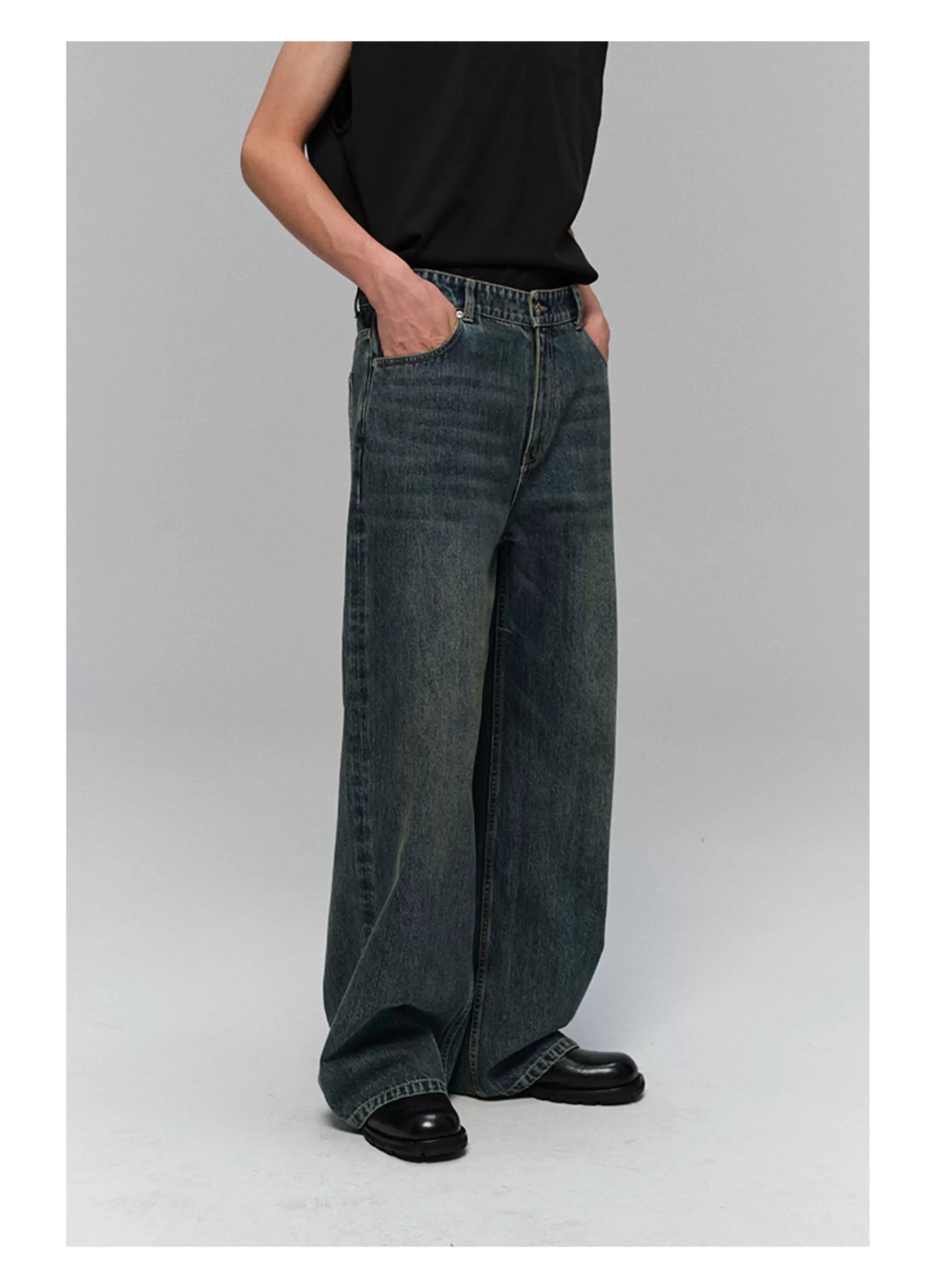 Heavyweight Slub Washed Straight Jeans