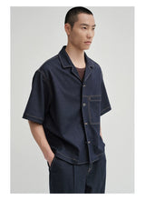 Cropped Contrast Cuban Collar Shirt Jacket