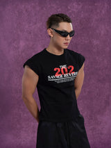 Men's Wide Shoulder Black Printed Vest