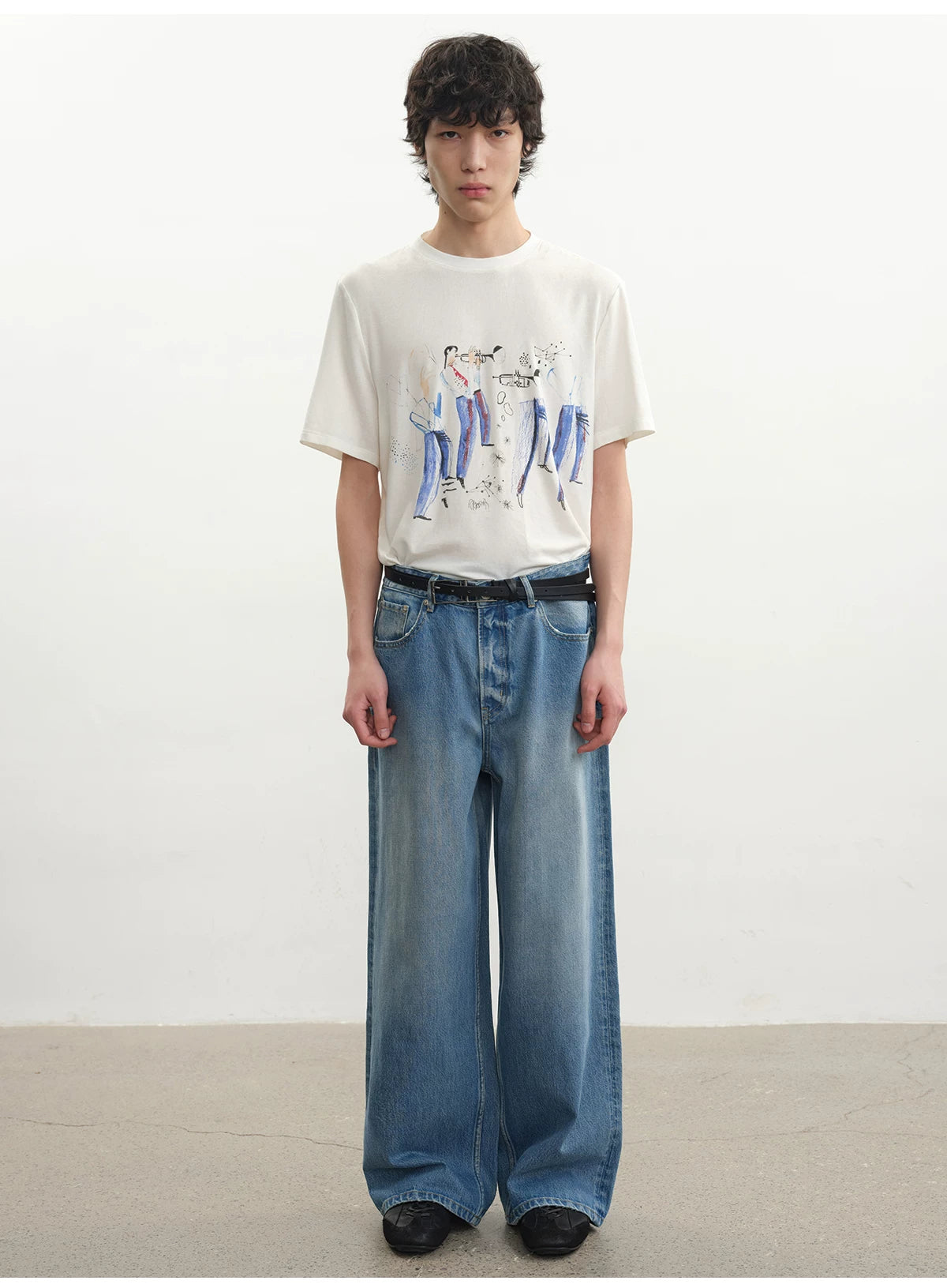 Printed Short-sleeve Tee with Tencel Wool