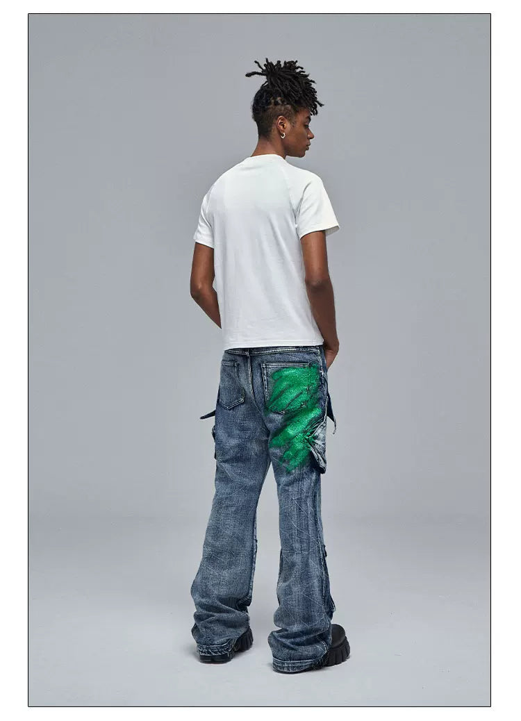 Cleanfit Green Washed Multi-pocket Straight Jeans