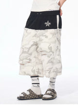 Men's Patchwork Ripped White Camo Pants