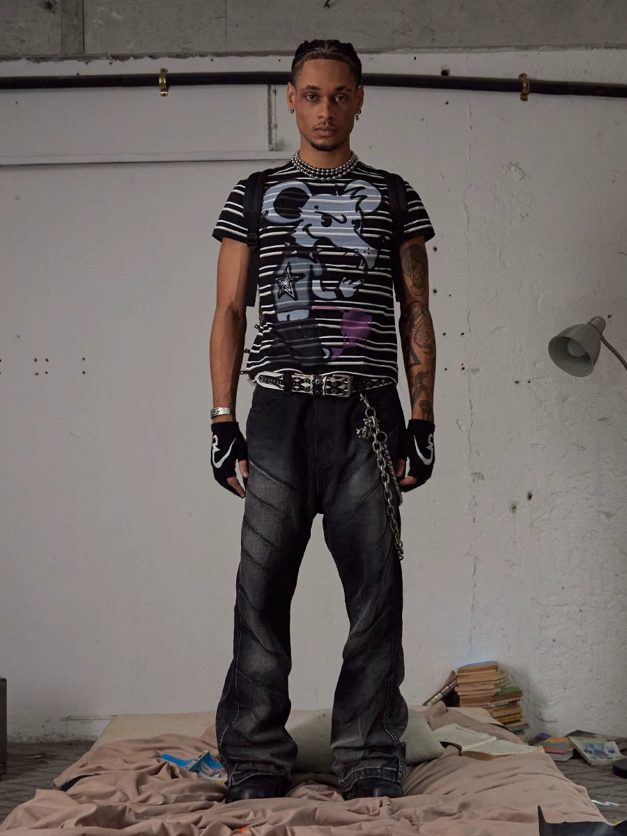 Slim Fit Striped Bad Mouse Tee