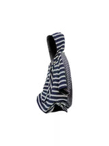 Striped Short-sleeve Detachable Hood Wool-lyocell Tee