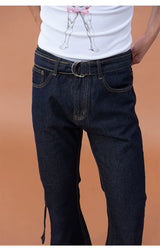 Men's Dark Blue Slim Flared Jeans