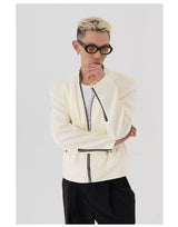Men's Two-Tone Zip Shoulder Pad Jacket