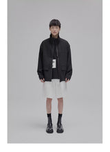 Color Block Zip Pocket Short Jacket