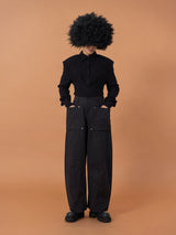 Men's Long-Sleeve Deep-V Cinched Linen Shirts