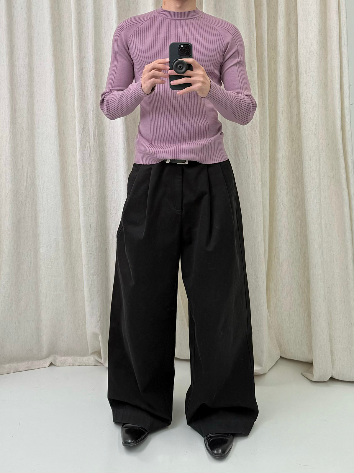 Natural Wash Double Pleated Loose Pants