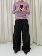 Natural Wash Double Pleated Loose Pants