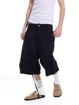 Cropped Pocketed Sashed Curved Hem Shorts