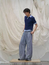 Plaid Casual Pants With Detachable Scarf