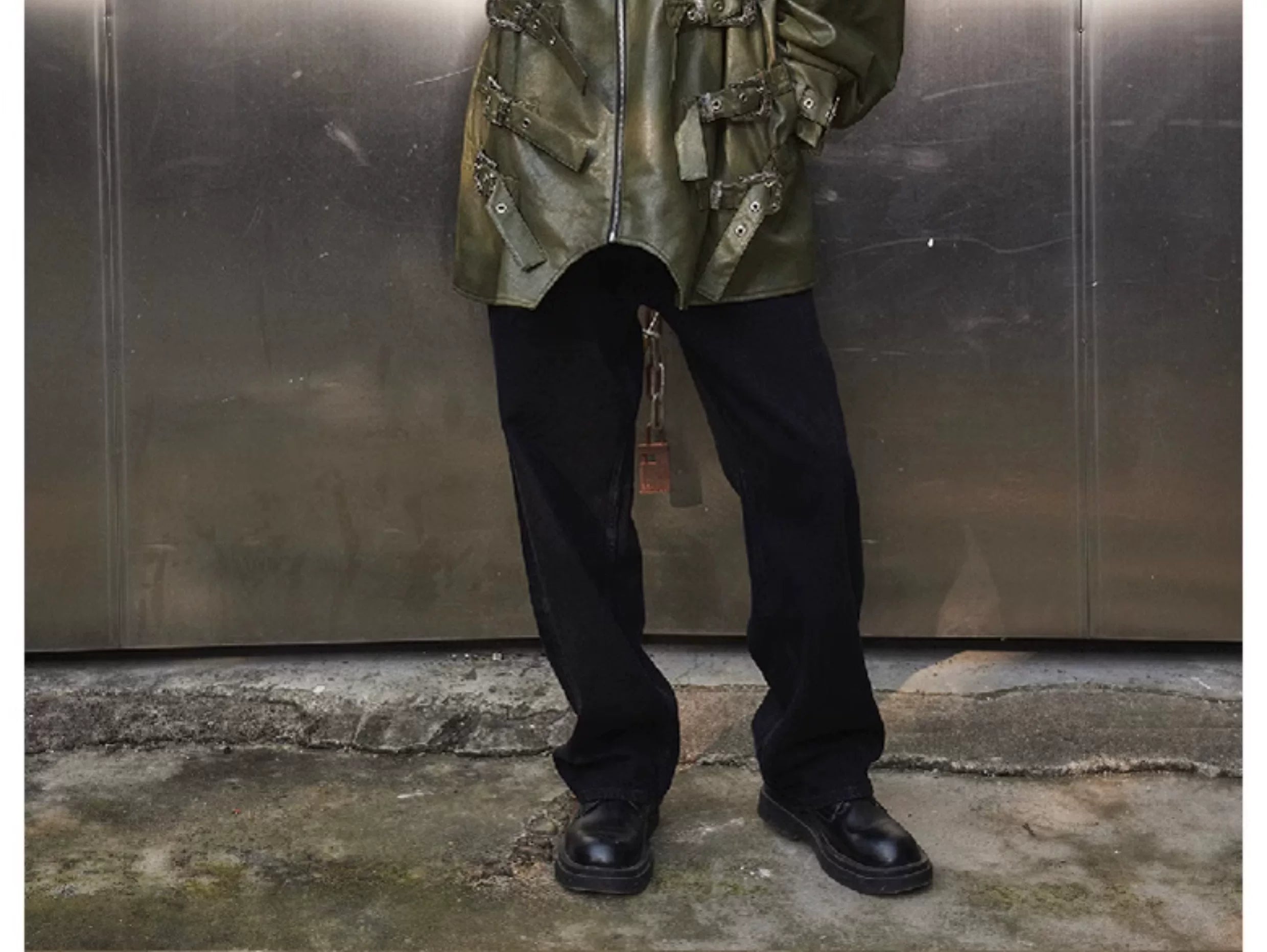 Loose Riveted Punk Leather Jacket
