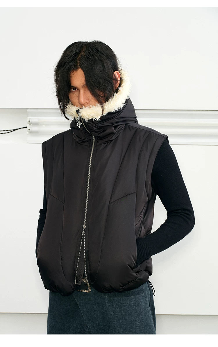 Men's 2-in-1 Winter Fur-Trimmed Puffer Vest