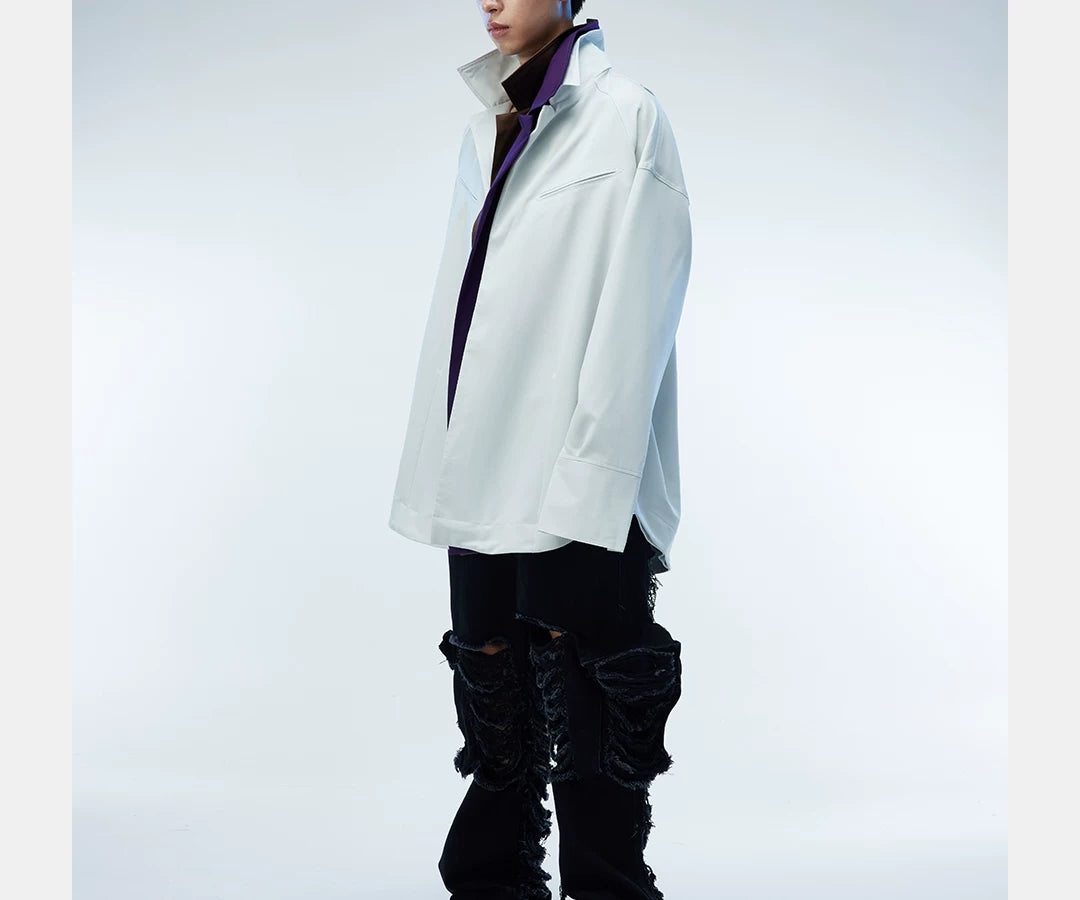 Couple's Loose Color-block Three-layer Collar Coat