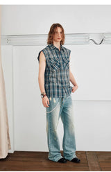 Cleanfit Men's Vintage Ripped Flared Jeans