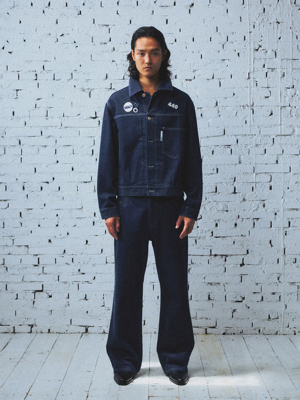 Okayama Classic Pleated Cropped Denim Jacket