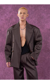 Men's Loose Vintage Satin Blazer