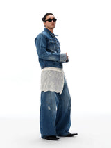 Stretchy Distressed Slim Cropped Denim Jacket