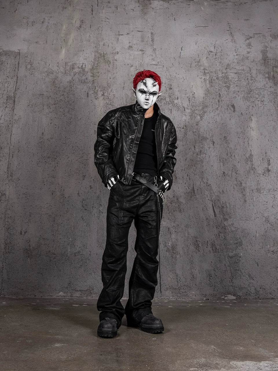 Nightfang Black Waxed Flared Jeans