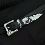 3D Rose Vine Embossed Leather Belt