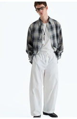 Plaid Woven Cotton Long Sleeve Shirt