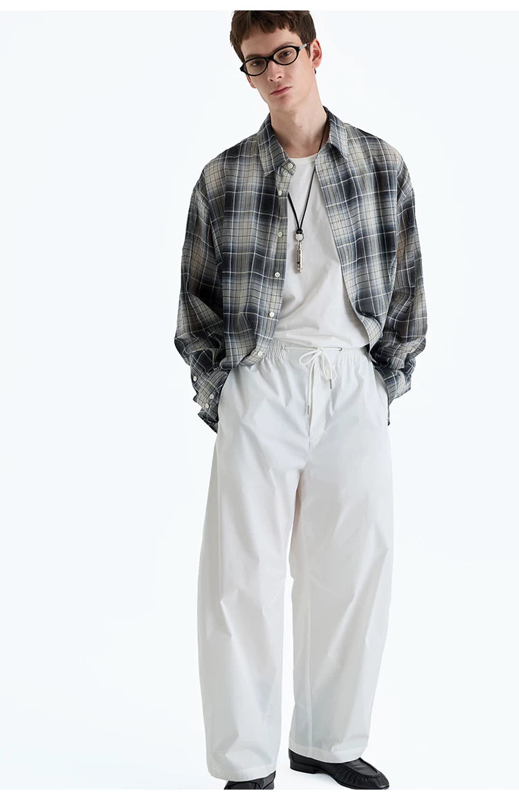 Plaid Woven Cotton Long Sleeve Shirt