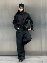 Black Gray Wide Leg Dress Pants