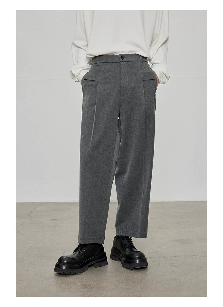 Casual Cropped Elastic Waist Pants