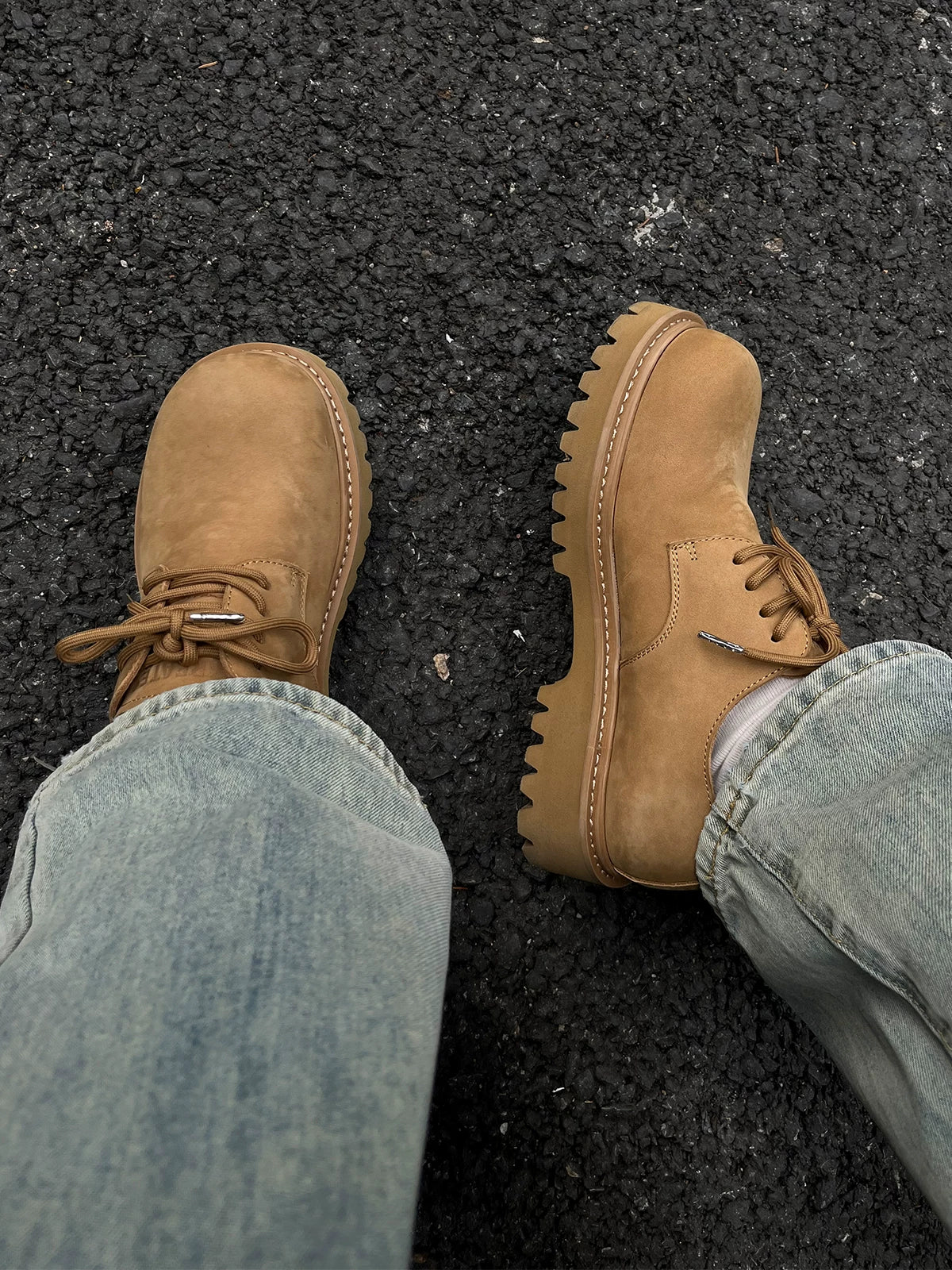 Matte Yellow Leather Derby Shoes
