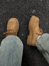 Matte Yellow Leather Derby Shoes