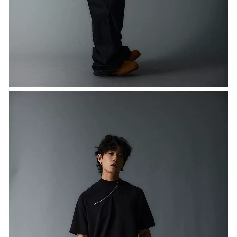 Short Sleeve Mock Neck Zip Tee